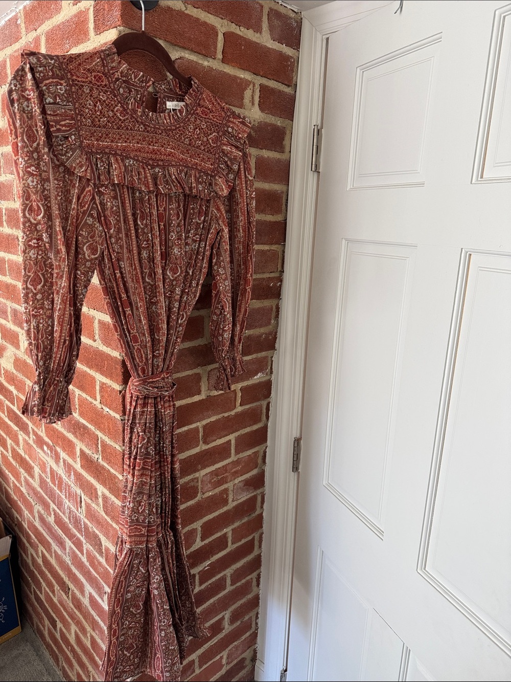 Doen Burnt Clay Paisley Ruffle-Yoke Maxi Dress